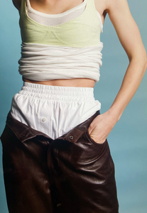 White high rise boxer shorts